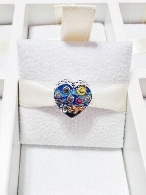 925 Sterling Silver The Little Prince With Red Rose Heart Charm Bead
